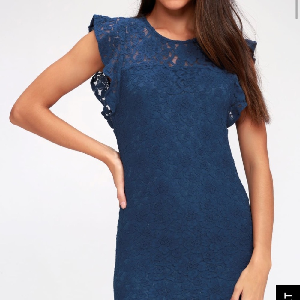 BB DAKOTA Monae navy blue lace body con dress
